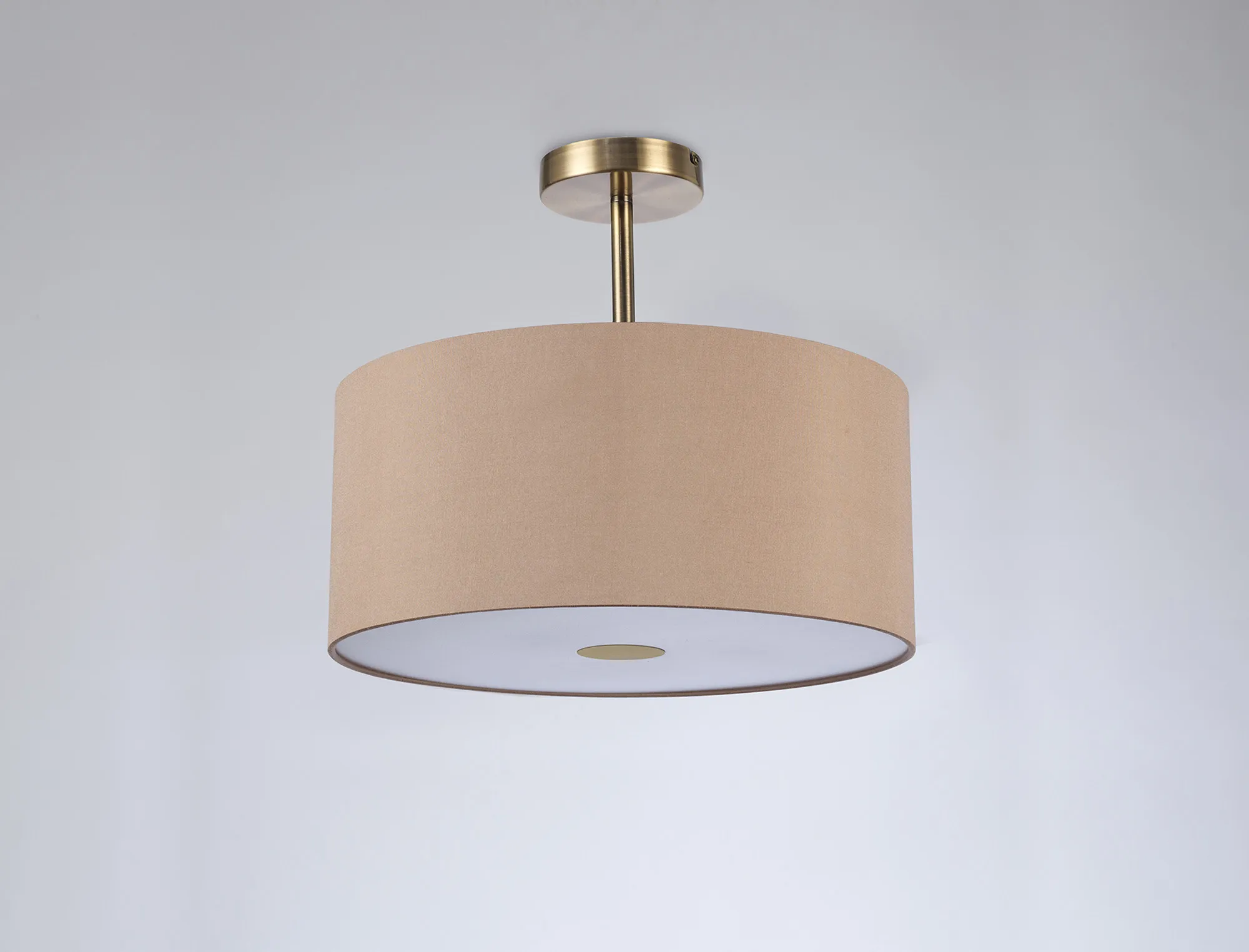 Baymont 40cm Semi Flush 3 Light Antique Brass, Antique Gold/Ruby, Frosted Diffuser DK0378  Deco Baymont AB AG